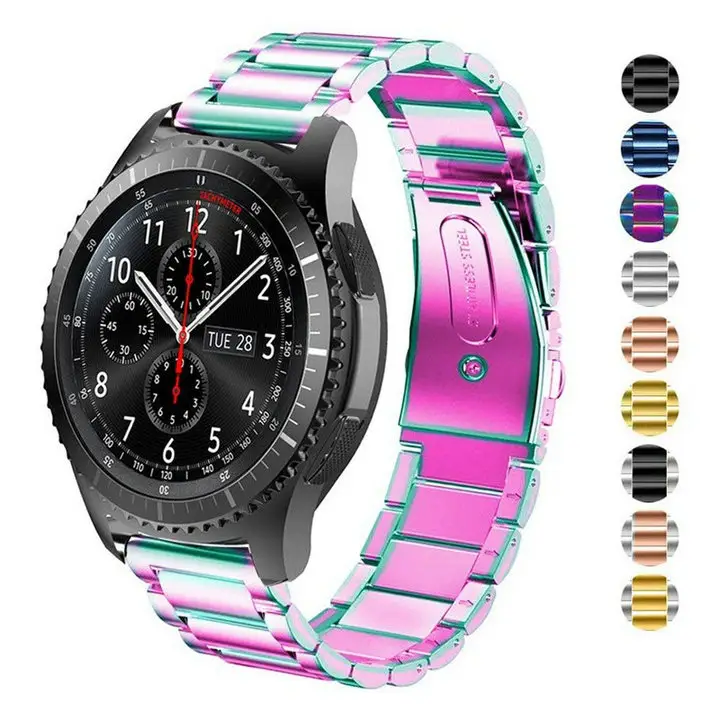 Luxus Metall Uhren armband Galaxy Active Armband Gear S3 20mm 22mm Perlen Armband Edelstahl Uhren armband für Samsung