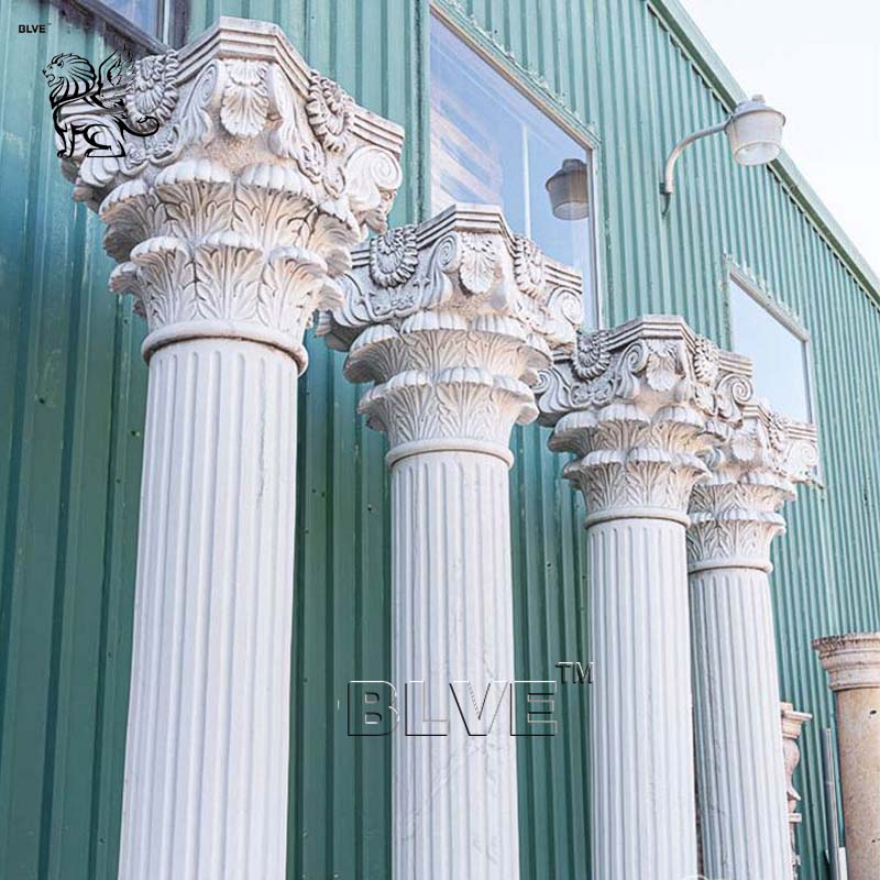 BLVE Construction Building Decor greco stile romano scultura in marmo colonne in pietra naturale colonna in marmo bianco