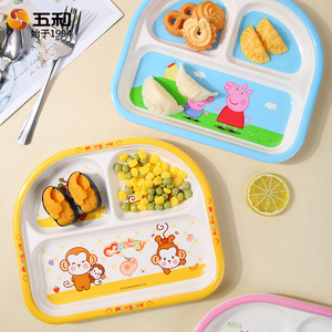 Wuhe Kids Cartoon Feeding Plate Three Compartment Rectangle Dish For Child Dining - Product Image 1