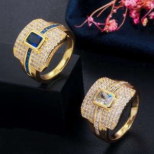2024, новинка, оптовая продажа, медь, инкрустированная фианитом 18 К, настоящее позолоченное кольцо с бриллиантами, ювелирные подарки для мужчин и женщин - Product Image 5