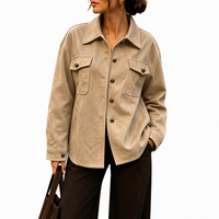 Veste chemise en faux daim pour femmes