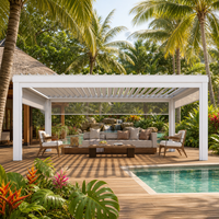 Pergola motorisée en aluminium 20x36 pieds avec finition thermolaquée, porte coulissante en verre 100% étanche, gazebo de jardin extérieur de luxe