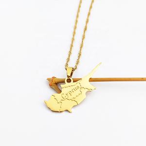Ciprus mappa collana gioielli 316L acciaio inossidabile mappa di ciprus ciondolo collana 18k gioielli in oro Bijoux Acier Inoxydable Joyas - Product Image 3