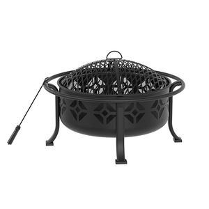 Outdoor <b>Fire</b> Pit 30 Inch Charcoal Grill With Grilling Rack Multifunctional BBQ Patio Heater Wood Burning Fireplace - Product Image 2