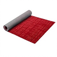 Karpet Dapur PVC Anti-Selip, Dapat Dicuci, Tahan Noda, Desain Garis Modern, Latar Belakang Merah, Untuk Penggunaan Dalam/Luar Ruangan
