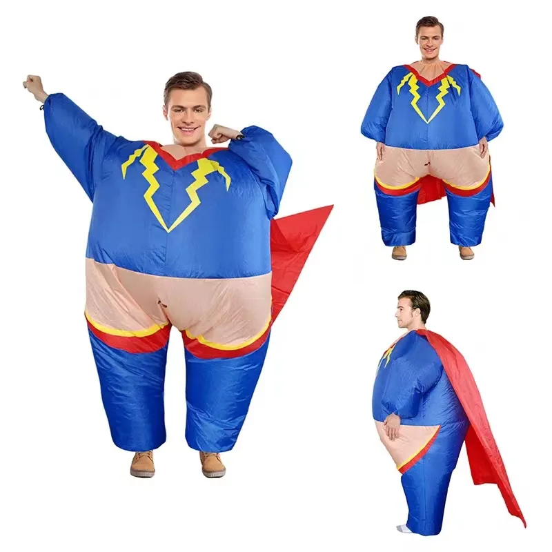 Herói Inflável Roupas Fat Holiday Party Gigante Inflável Sumo Suit Halloween Cosplay Inflável Superman Traje para o Carnaval