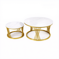 Table basse ronde extensible moderne et durable avec plateau en ardoise et structure métallique rétractable – Vente en gros