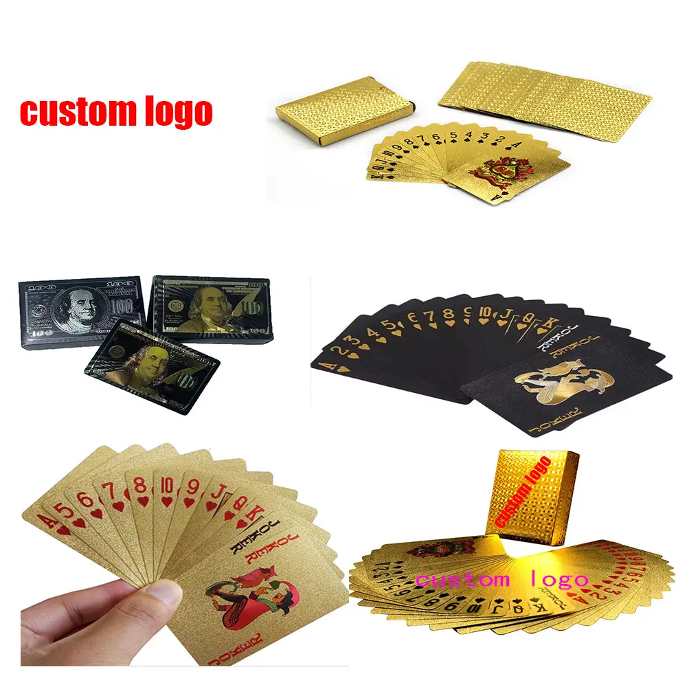 10000 Texas Plastic Pvc Pokerkaarten Pokerkarte Cartes Jouer Maatwerk Kartenspiel Goud Zwart Wit Zilver Speelkaarten