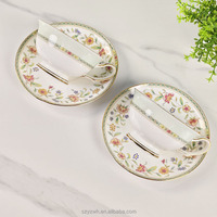 Ensemble de tasses à thé et à café de luxe en céramique, motif floral, pour le thé de l'après-midi, cadeau de banquet, tasse ronde pour couple