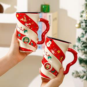 Tasses en céramique pour couple de Noël, tasses à eau créatives, tasses à lait pour le petit-déjeuner à la maison et au bureau - Product Image 4