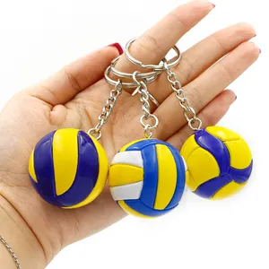 Custom Leather Volleyball Keychain Mini PVC Volleyball keychain bag car keychain Ball Key toy Holder Ring For Men Women
