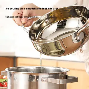 หม้อทอดสแตนเลส 304 พร้อมเทอร์โมมิเตอร์ ตะแกรงกรองน้ำมัน หม้อทอดเทมปุระแบบญี่ปุ่น หม้อทอดขนาดเล็ก สำหรับทอดปลา กุ้ง ไก่ - Product Image 2