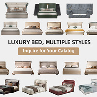 Italienisches Modernes Luxusbett Luxus-Schlafzimmer-Set Echtleder-Polsterung Geschwungenes Bett Hochglanz-Finish für Villa, Zuhause, Hotel