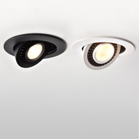 Projecteur COB encastré rond à angle rotatif 3W 5W 7W 12W 15W noir blanc boîtier éclairage commercial LED plafonnier