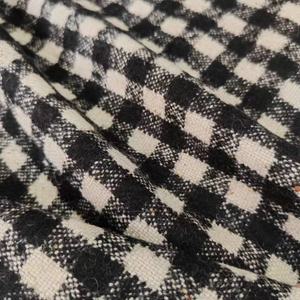660 g/<span class=keywords><strong>m</strong></span> abrigo de cuadros blanco negro europeo y americano de alta calidad Vintage 50 tela de chaqueta de traje de lana - Product Image 5
