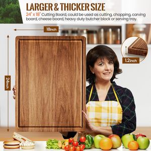 Lớn Keo Gỗ thớt thiết lập cho nhà bếp màu sắc tự nhiên 1.5cm dày tái sử dụng charcuterie Hội Đồng Quản trị với nước trái cây rãnh xử lý - Product Image 5