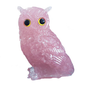 <b>Crystal</b> Owl Resin Figurine Amethyst Citrine Rose Quartz Imitation Jade Home Decoration Office Desktop Gift Artistic <b>Animal</b> Shape - Product Image 5
