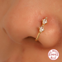 Anneau de nez factice Gaby Trendy en argent sterling S925, simple et tendance, manchette de nez dorée, sans perçage, piercing de nez serpent