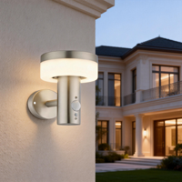 Lampes murales LED solaires extérieures pour la maison, étanches, en acier inoxydable, de forme ronde, avec capteur de mouvement, pour l'aménagement paysager