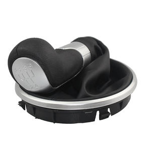 Poignée de levier de vitesses manuelle Skoda 5 vitesses en cuir ergonomique noir argenté, accessoire de voiture - Product Image 1