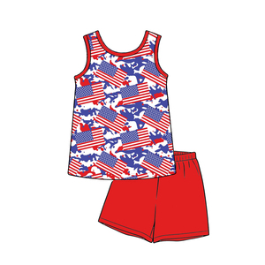 Conjunto de ropa personalizado BSSO1995 para bebé, diseño del 4 de julio, conjunto sin mangas para verano, venta al por mayor - Product Image 4
