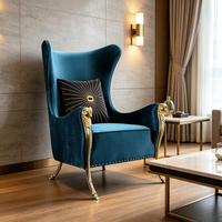 Neuer Designer-Sessel im Amerikanischen Stil aus Beflocktem Stoff mit Metallgestell für Kleine Wohnzimmer, Studios, Apartments und Hotels