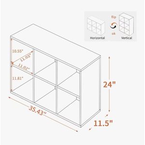 Libreria in legno a 6 cubi, mobile contenitore e vetrina per soggiorno e ufficio - Product Image 2