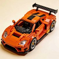 Kit de construction de voiture de course en blocs orange personnalisés, modèle de véhicule de collection, ensemble de blocs de construction pour enfants, jouet en peluche