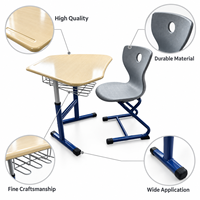 Ensemble Chaise et Table d'Écolier Moderne et Réglable, Confortable, en Plastique Rigide 6H, Durable, pour Étudiants, Maison, Bureau, Hôtel, Garantie 15 Ans