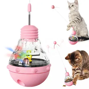 Brinquedo interativo para gatos, brinquedo de varinha para gatinhos, bola de perda de peso, alimentador lento para gatos, dispensador de comida