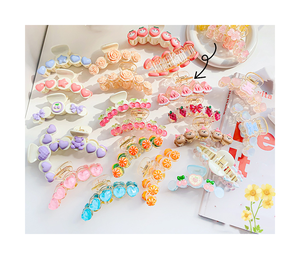 Nouvelle pince à cheveux coréenne 2023 de 10 cm, motif macaron et fruits, mignonne pour filles, grande pince à cheveux pour l'arrière de la tête - Product Image 1