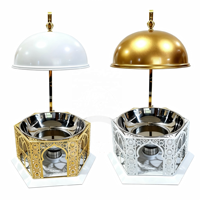 Nouveau Réchaud de Buffet Commercial 8L en Acier Inoxydable Or et Blanc 201, Ensemble de Chafing Dish à Alcool avec Couvercle Rond, Équipement de Restauration pour Hôtels