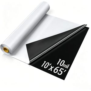 10 Mil 10'x65' Crawl Space Vapor Barrier Black White Heavy Duty Plastic Sheeting Basement <b>Waterproofing</b> - Product Image 1
