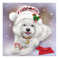 Peinture Diamant Ever Moment, Broderie Murale Complète en Résine Carrée, Thème Chien de Noël, Loisirs Créatifs et Artisanat 5L550