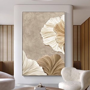 Creamy Abstract Oil Painting Gold <b>Frame</b> Rectangle Modern Minimalist Living Room Sofa Background <b>Wall</b> Art - Product Image 3
