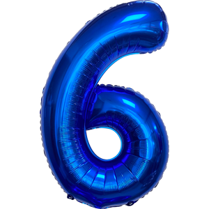 Party Love <b>Balloon</b> Number 6 Blue Dark 1M Foil Helium Inflatable Party <b>Decoration</b> - Product Image 3