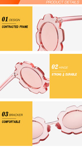 Lunettes de soleil rondes à motif floral <span class=keywords><strong>pour</strong></span> bébés et petites filles, protection solaire anti-uv, modèle de fleurs, bon marché, vente en gros, - Product Image 4