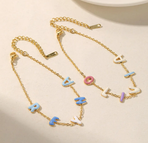 Personalizzato colorato Bubble Letter <span class=keywords><strong>Bracciale</strong></span> Personalizzato Smalto Lettera Braccialetti Colorati Regali per la <span class=keywords><strong>Festa</strong></span> della <span class=keywords><strong>Mamma</strong></span> - Product Image 2