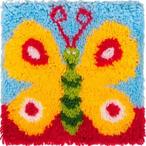 11.8 "X 11.8" Chat DIY Crochet Fil Artisanat pour Enfants ou Adultes avec Motif de Toile Imprimée, Kits de Crochet de Loquet Kits de Fabrication de Tapis