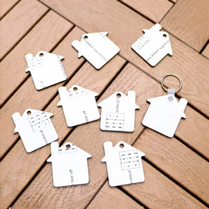 Wood MDF Sublimation Blanks for UV Printing Eco-Friendly House Shape Keychains