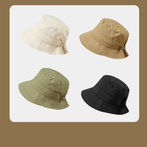 Bucket Hat Women Summer Wide Brim Sun Protection Breathable Cotton Canvas Fisherman Hat Black Off White Khaki - Product Image 2