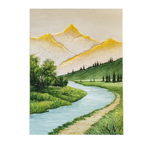 Peinture à l'huile peinte à la main, paysage de montagnes dorées, décoration murale, salon, chambre à coucher, toile, sans cadre, DVCW 526 - Product Image 5