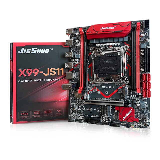 JIESHUO X99 DDR4 DDR3 LGA 2011-V3 Micro ATX Motherboard M.2 Slots, 4 Channel  for Intel XEON E5 V3/V4 CPUs, PC Server Mainboard