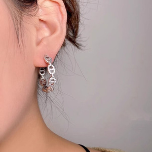 Orecchini a Cerchio Geometrici, Orecchini Pendenti con Zirconi per Donne, Gioielli di Tendenza - Product Image 4
