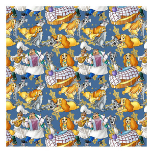 Bayan ve aşk köpek karikatür tasarımlar özel dijital baskı örgü giysi için Rayon kumaş 95 Rayon 5 Spandex - Product Image 1