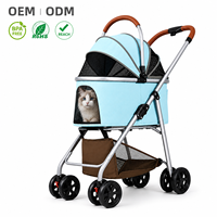 Poussette pliable pour animaux de compagnie avec cabine détachable, roues en EVA, maille respirante et verrou de sécurité pour chats et chiens – Marque privée
