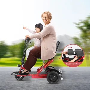 Triciclo Portátil Dobrável Dobrável Viagem Adulto Handicap 3 Três rodas Mobilidade Deficiente Elétrico Deficiente Scooters