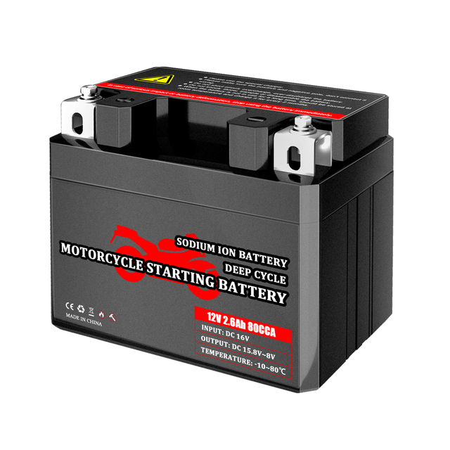Factory Wholesale Motorcycle Battery 12V 2.6A 80CCA Sodium-ion Scooter Starter Battery 20C Discharge Na-ion 4S2P 18650 Cells