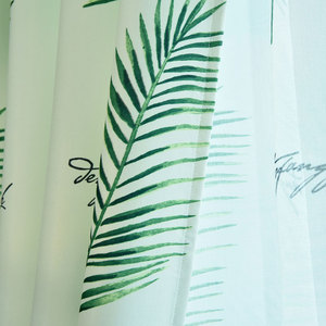 Tissu de rideau imprimé 100% polyester, filtrant la lumière à 40%-70%, motif feuille de Monstera pour salon - Product Image 4