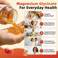 Gummies de Bisglycinate de Magnésium à Absorption Élevée et Faible Teneur en Sucre pour l'Énergie Cardiovasculaire des Adultes, Pastilles de Magnésie Gommeuses 35mg